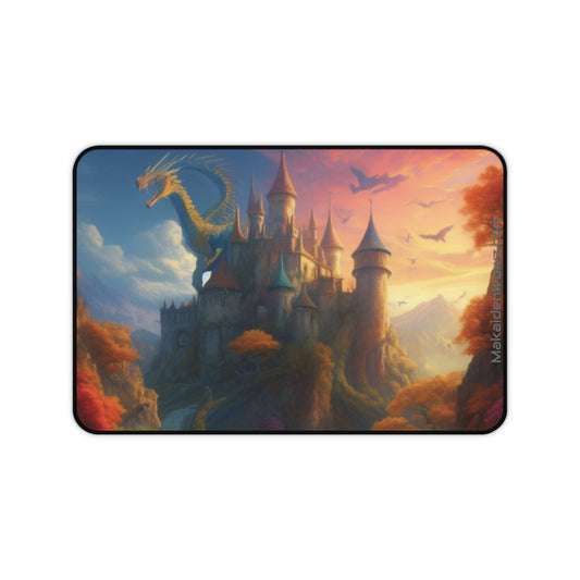 Dragon/Castle Scene Desk Mat/Mouse Pad